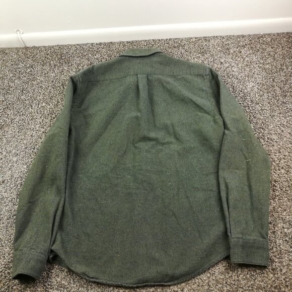 Portuguese Flannel Shirt Donegal Flecked Long Sleeve Button Up Green Mens Medium - Picture 5 of 9